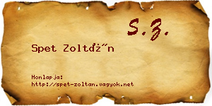 Spet Zoltán névjegykártya